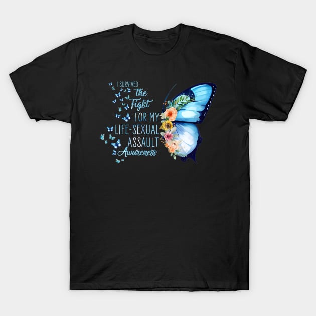 I Survived The Fight For My Life Sexual Assault Butterfly T-Shirt by FrancisDouglasOfficial